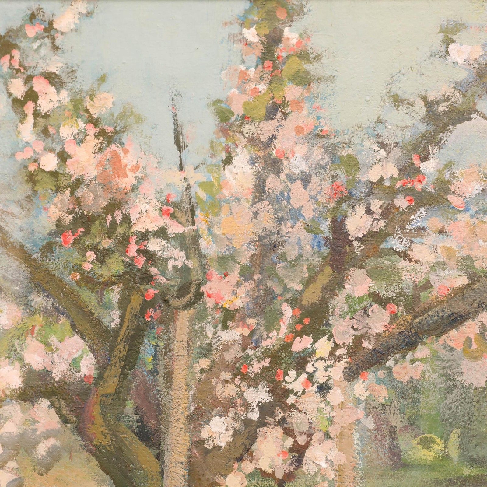 Muriel Mallin (1925 2002) 20th Century Oil, Cherry Blossom photo Art