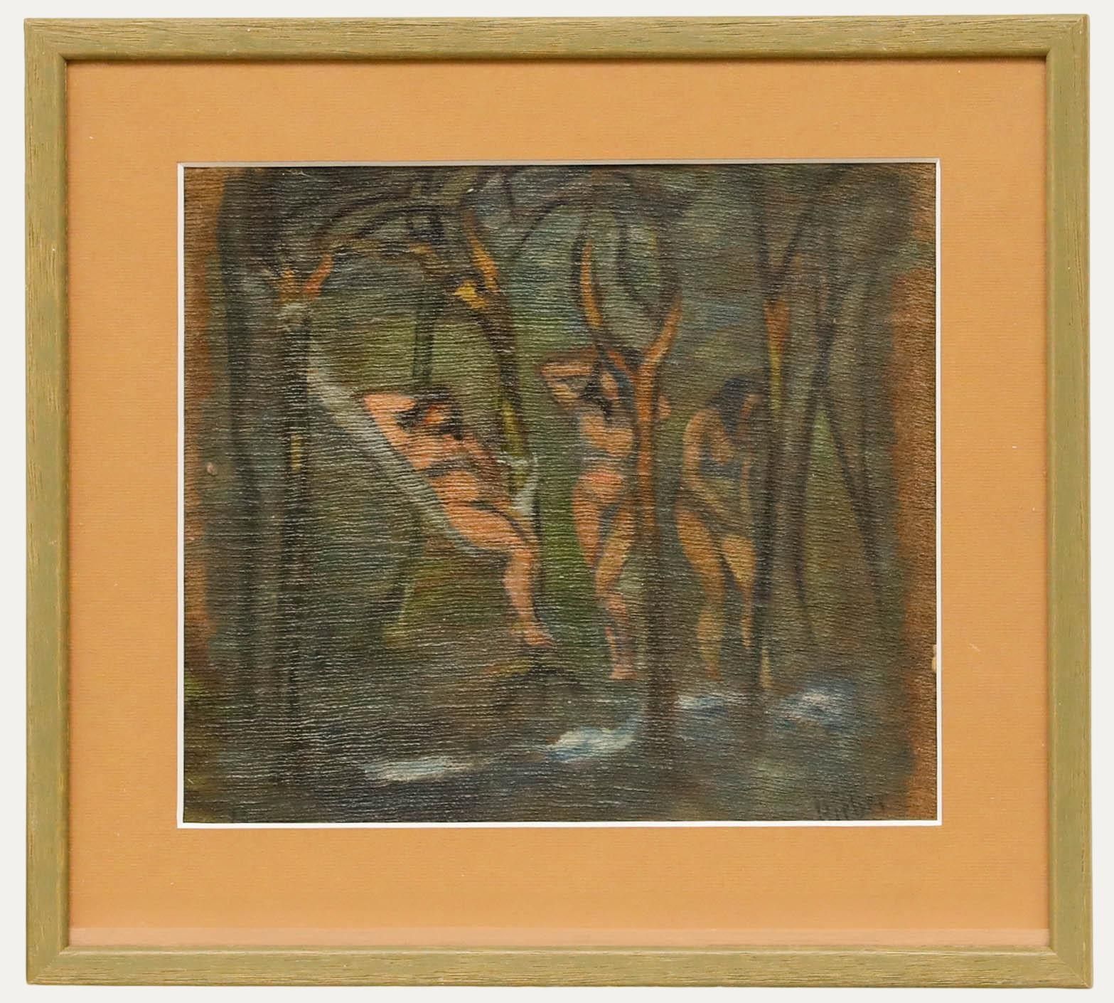 Hieber 1918 Oil, Bathers In The Forest