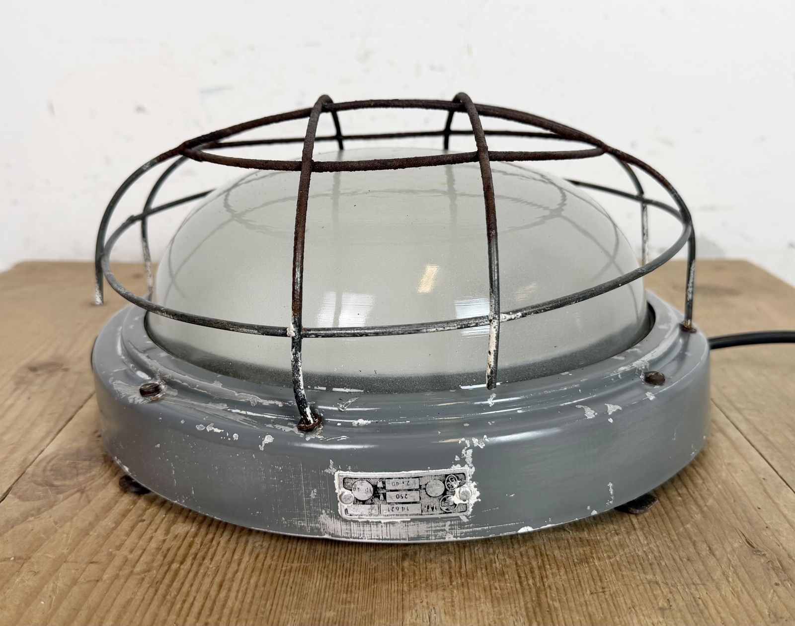 Industrial Grey Wall Light With Milk Glass From Elektrosvit, 1970s photo buy