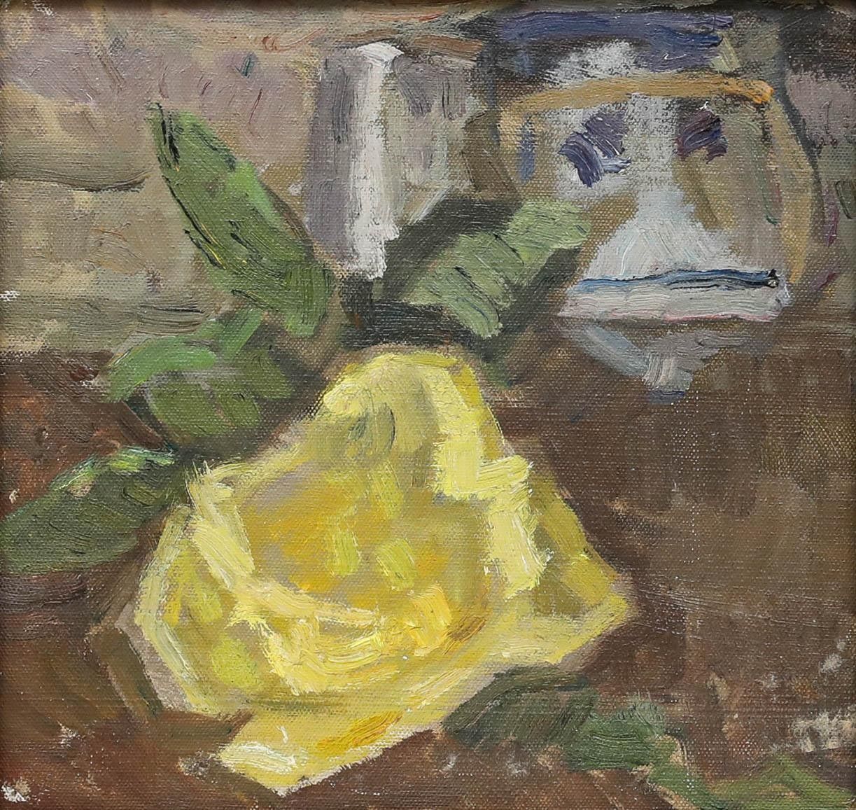 Bertrand Py (1895 1973) Mid 20th Century Oil, Yellow Rose photo furniture