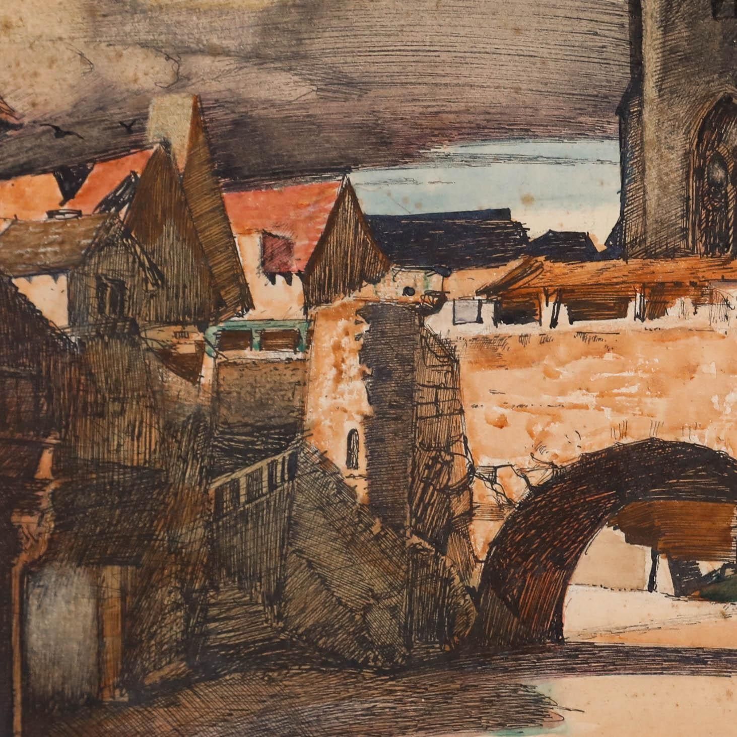 Joseph Riley Wilmer (1883 1941) 1932 Pen And Ink Drawing, Dante In The City photo Art