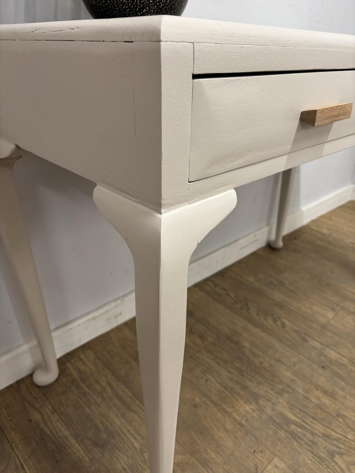 Cream Vintage Painted Console Table – 2 Drawer Desk , Hall Table With Curved Legs photo furniture