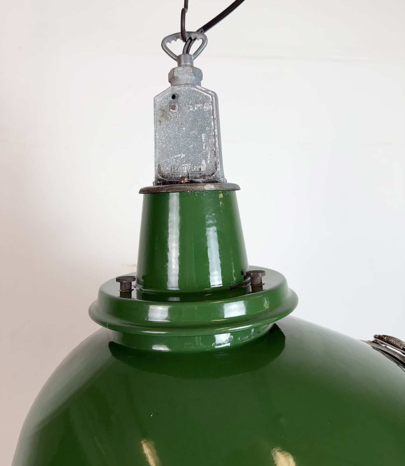 Large Industrial British Green Enamel Factory Pendant Lamp From Benjamin, 1960s photo for sale