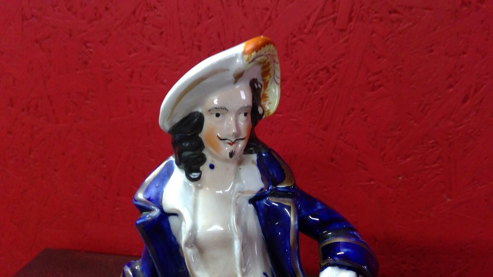 Staffordshire Antique Pottery Flat Backed Figure Of Will Watch In Colourfull Garbe photo furniture
