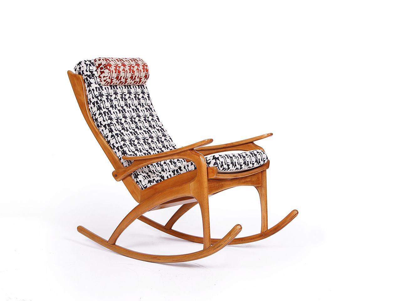 Uluv Rocking Chair, 1950s élitis Upholstery
