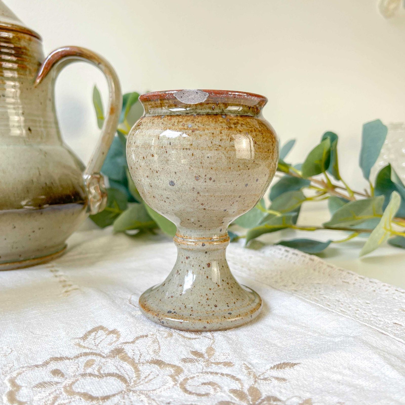 Vintage C. Dangon Salins Coffee Set From The 1950s   Rare Vintage Stoneware Coffee Cups   Vintage Stoneware Teapot photo vintage