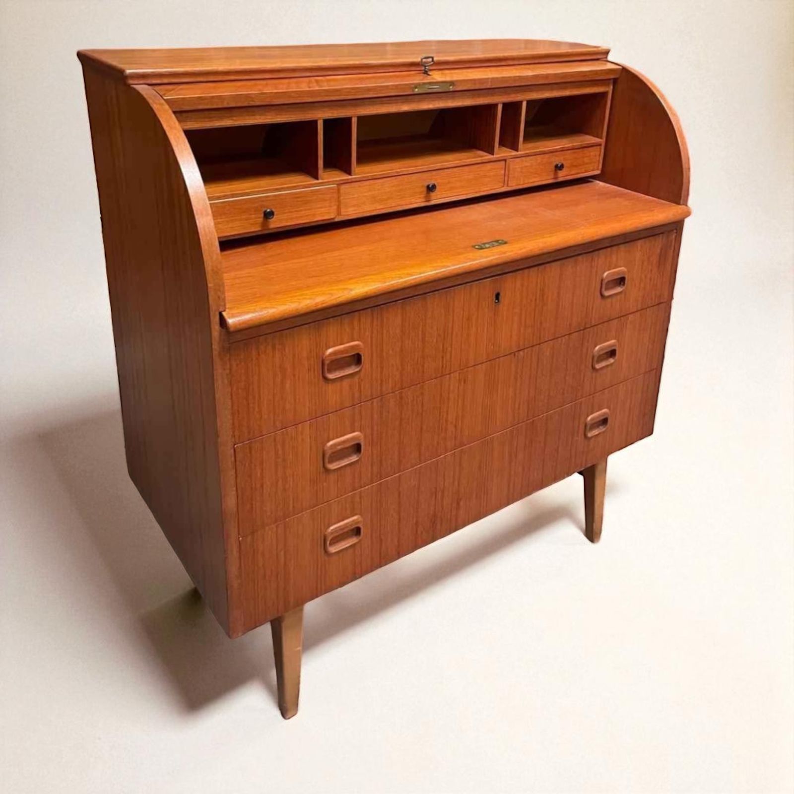Mid Century Swedish Teak Rolltop Secretary Desk By Egon Ostergaard photo 600.0
