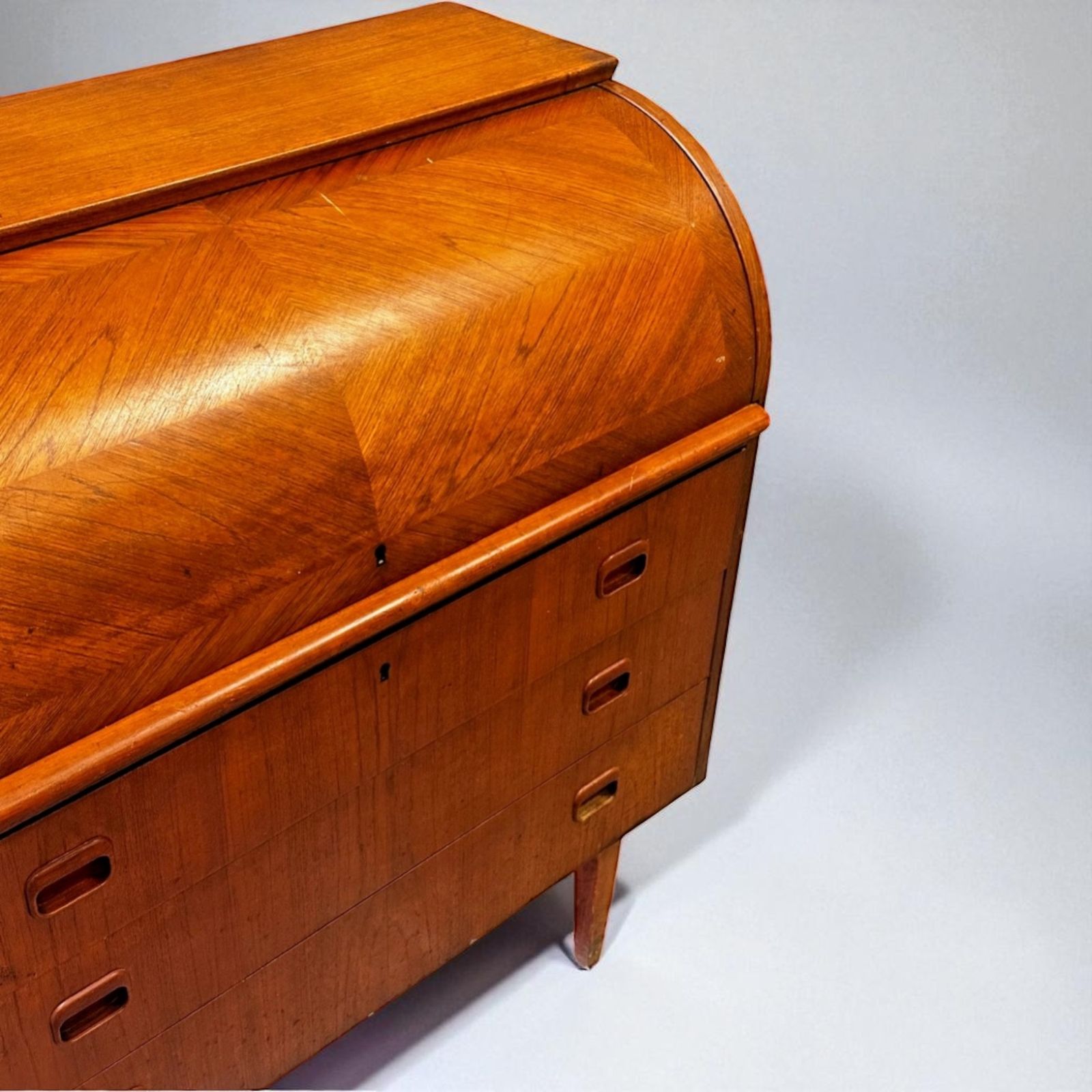 Mid Century Swedish Teak Rolltop Secretary Desk By Egon Ostergaard photo vinterior