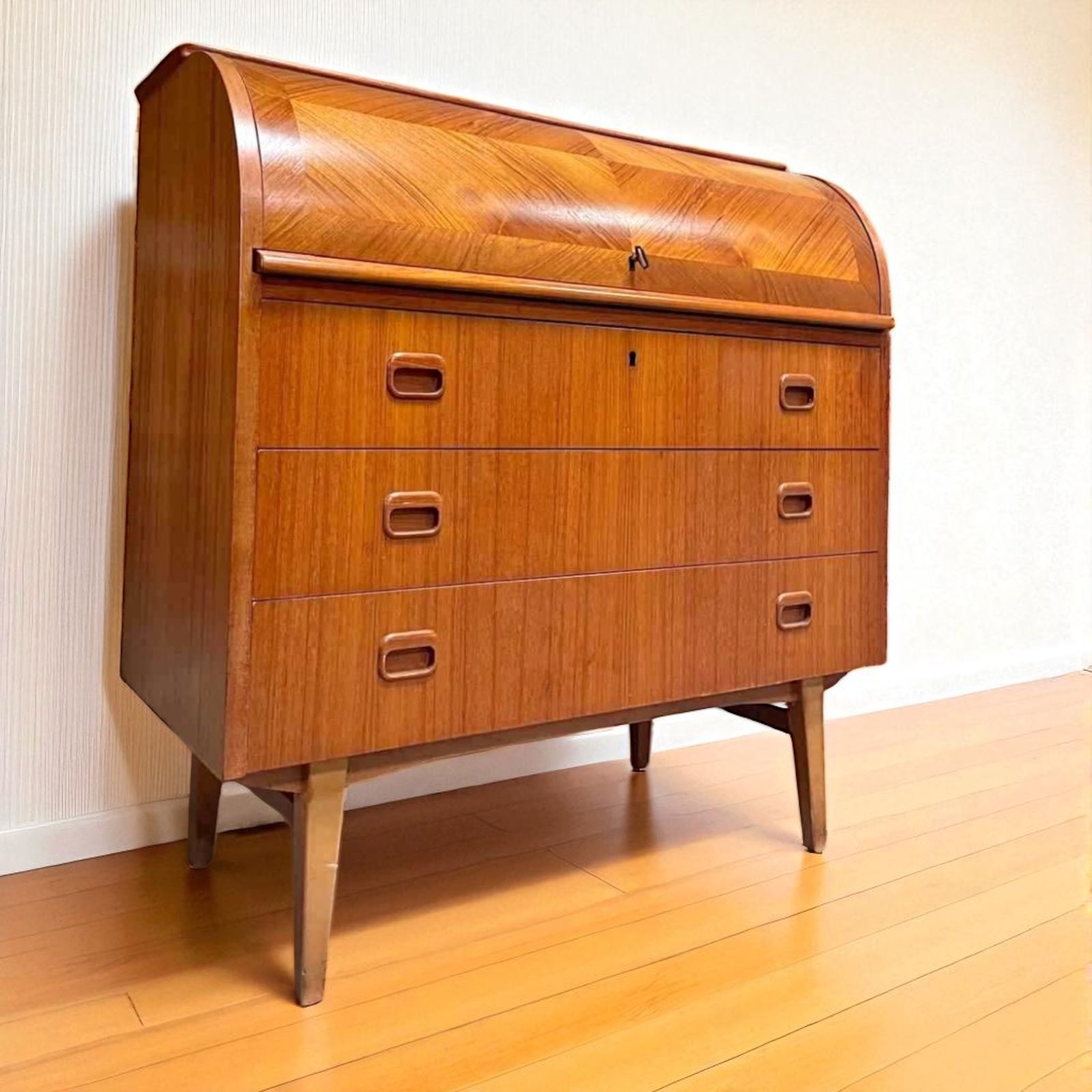 Mid Century Swedish Teak Rolltop Secretary Desk By Egon Ostergaard