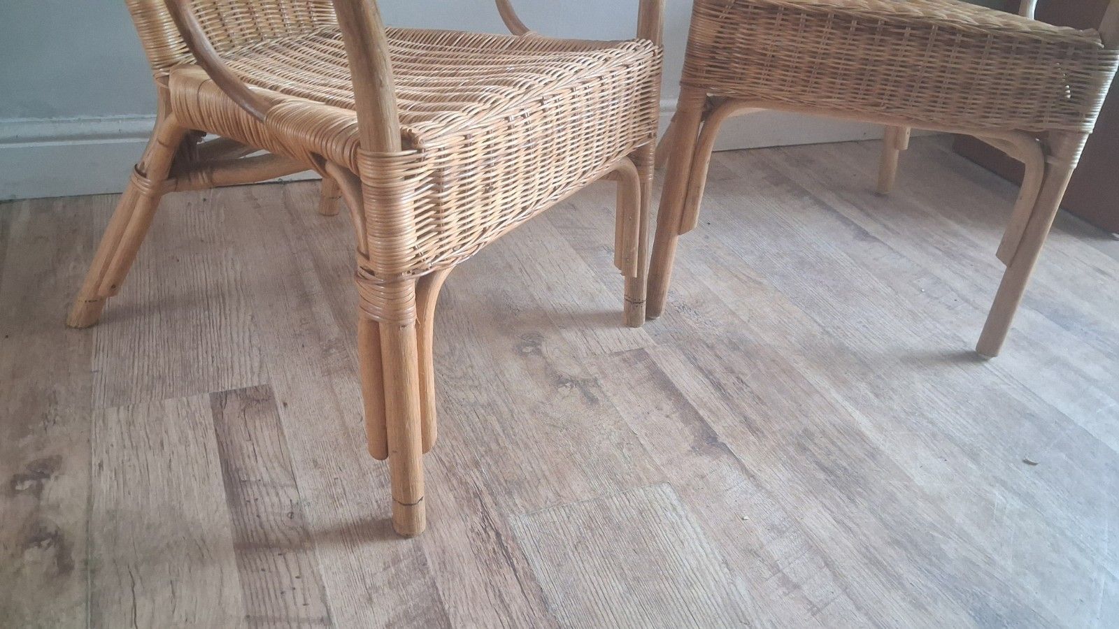 115.0 Pair Of 1980s Rattan Boho Mid Century Bentwood Armchairs photo