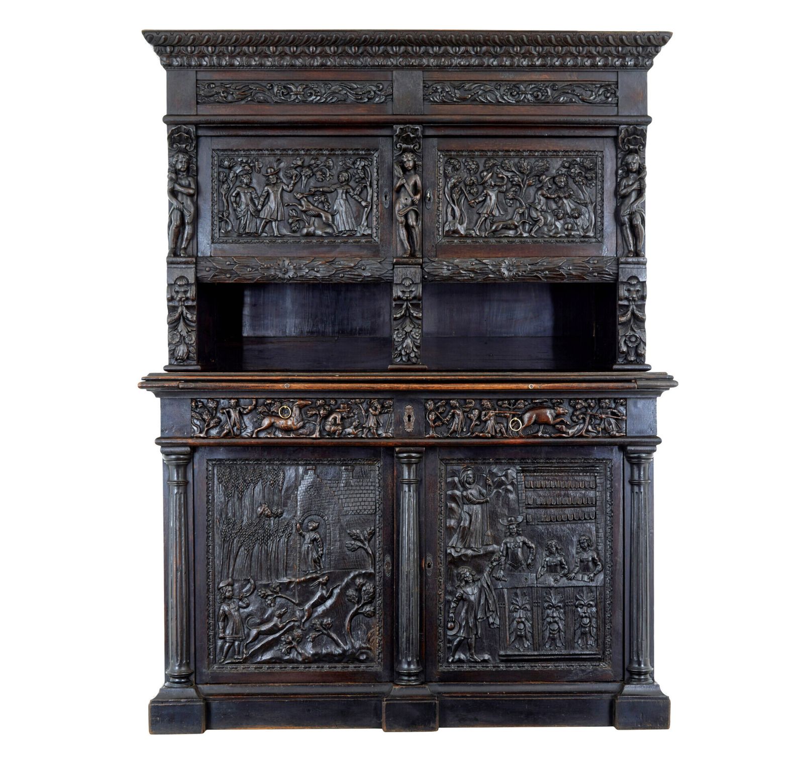 Large 19th Century Flemish Carved Oak Cabinet