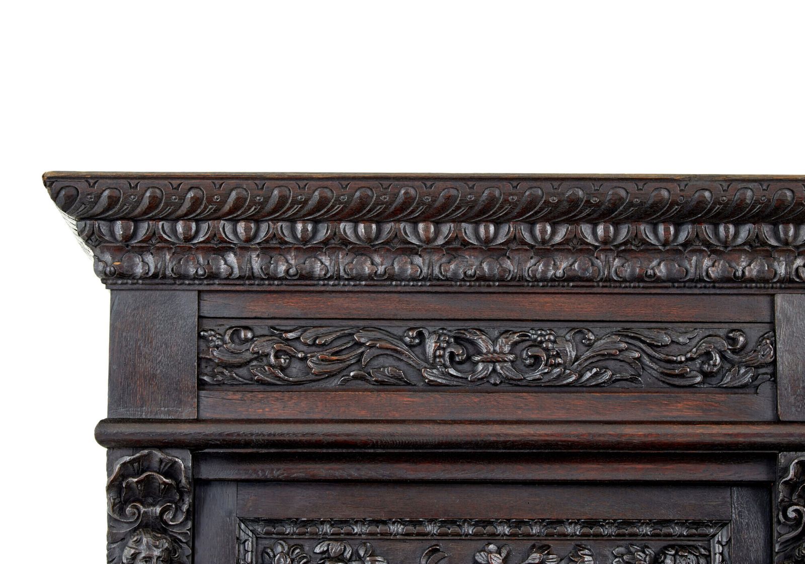 Large 19th Century Flemish Carved Oak Cabinet photo furniture