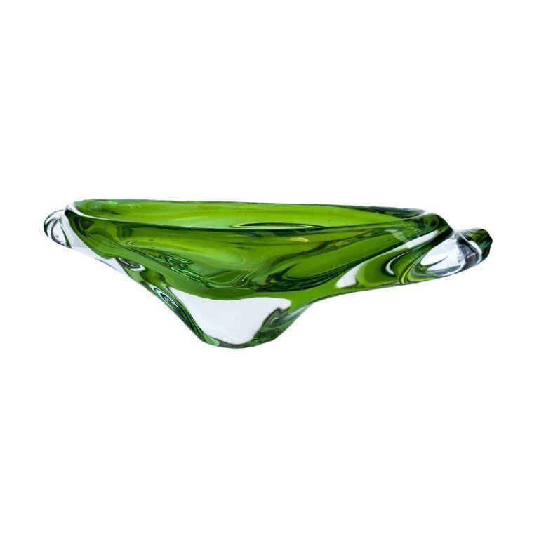 Green Glass Bowl, Designed By J. Broz, Skrdlovice, Czechoslovakia, 1960s. photo vintage