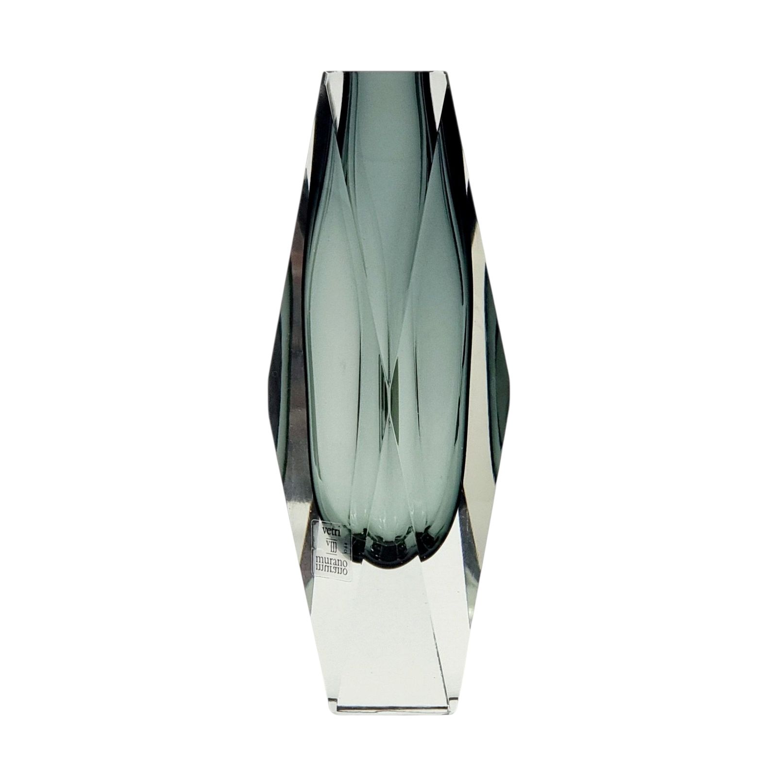 Labelled Sommerso Murano Glass Vase By Flavio Poli For Alessandro Mandruzzato, Italy