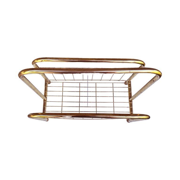 Modernist, Gold, Newspaper Basket, Belgium 1980s. photo buy