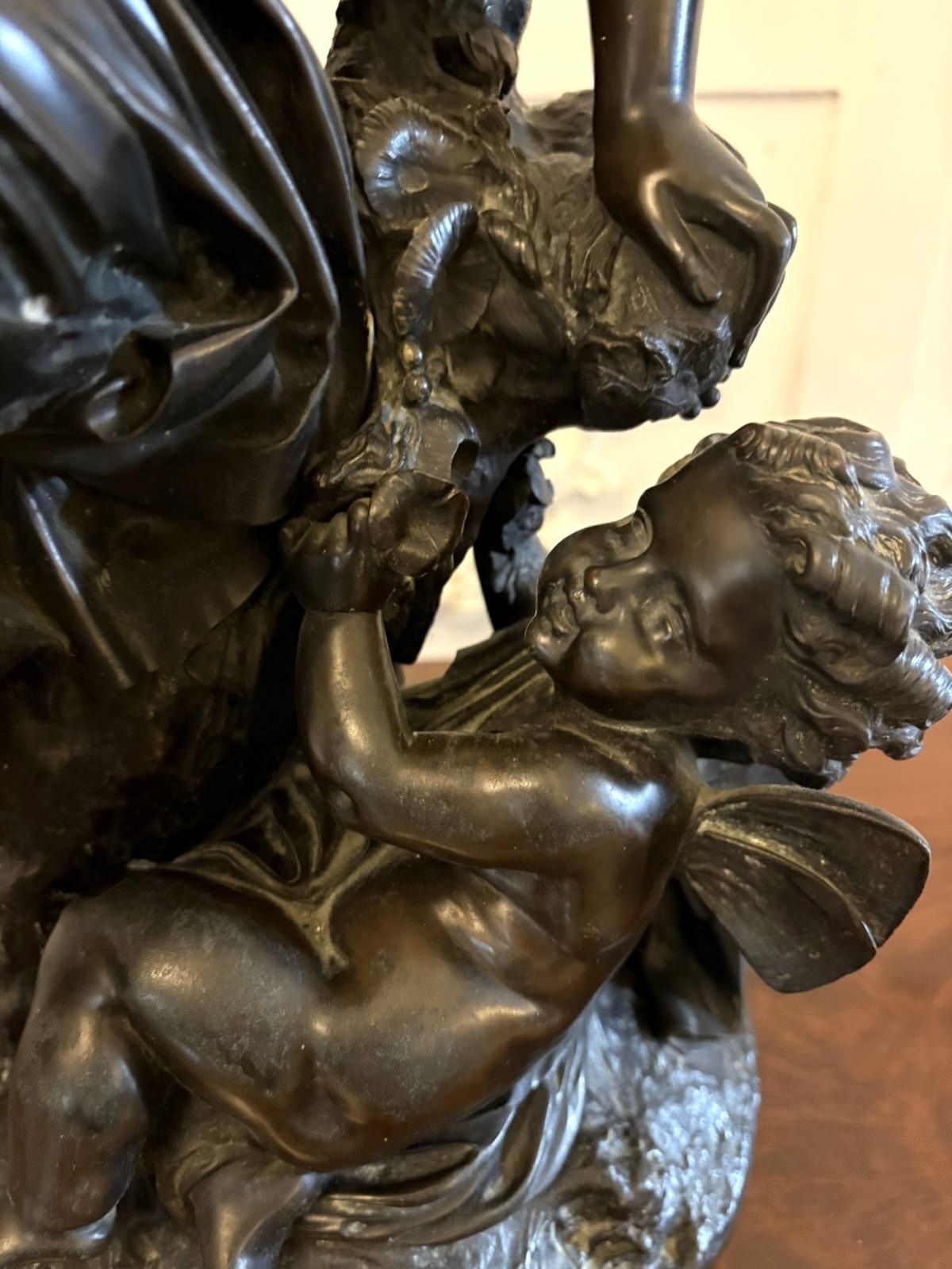 Superb Antique 19th Century Bronze Sculpture By Renowned French Sculptor Auguste Moreau “L’amour Maternel” (Motherly Love) photo Home Decor