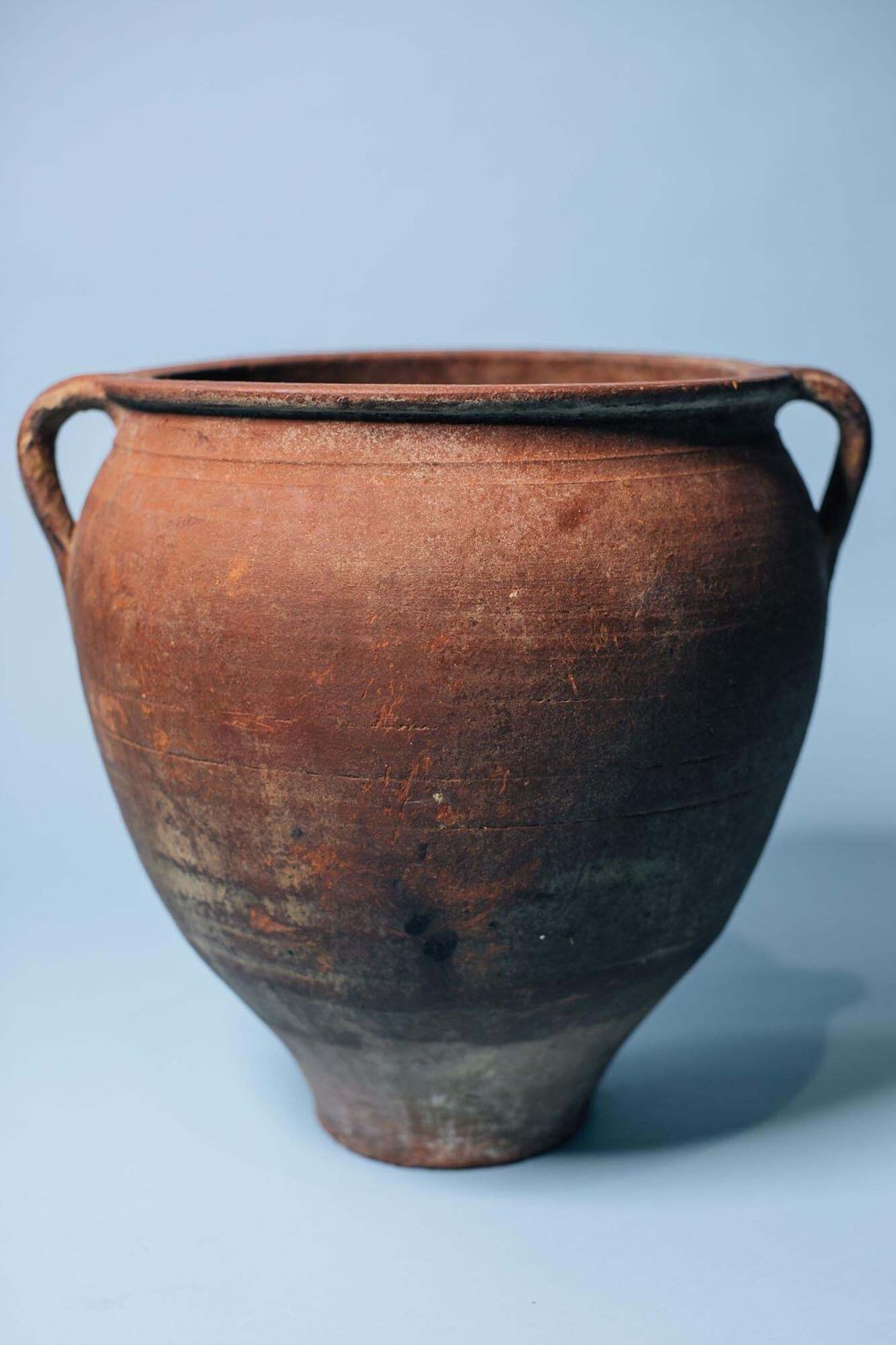 Red Clay Double Handled Pot, 1800s photo for sale