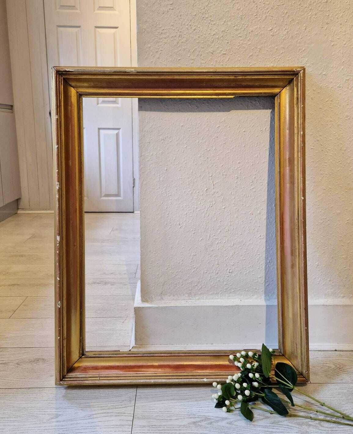 Large Antique Wooden Gilt Picture Frame W 92cm X 72cm H