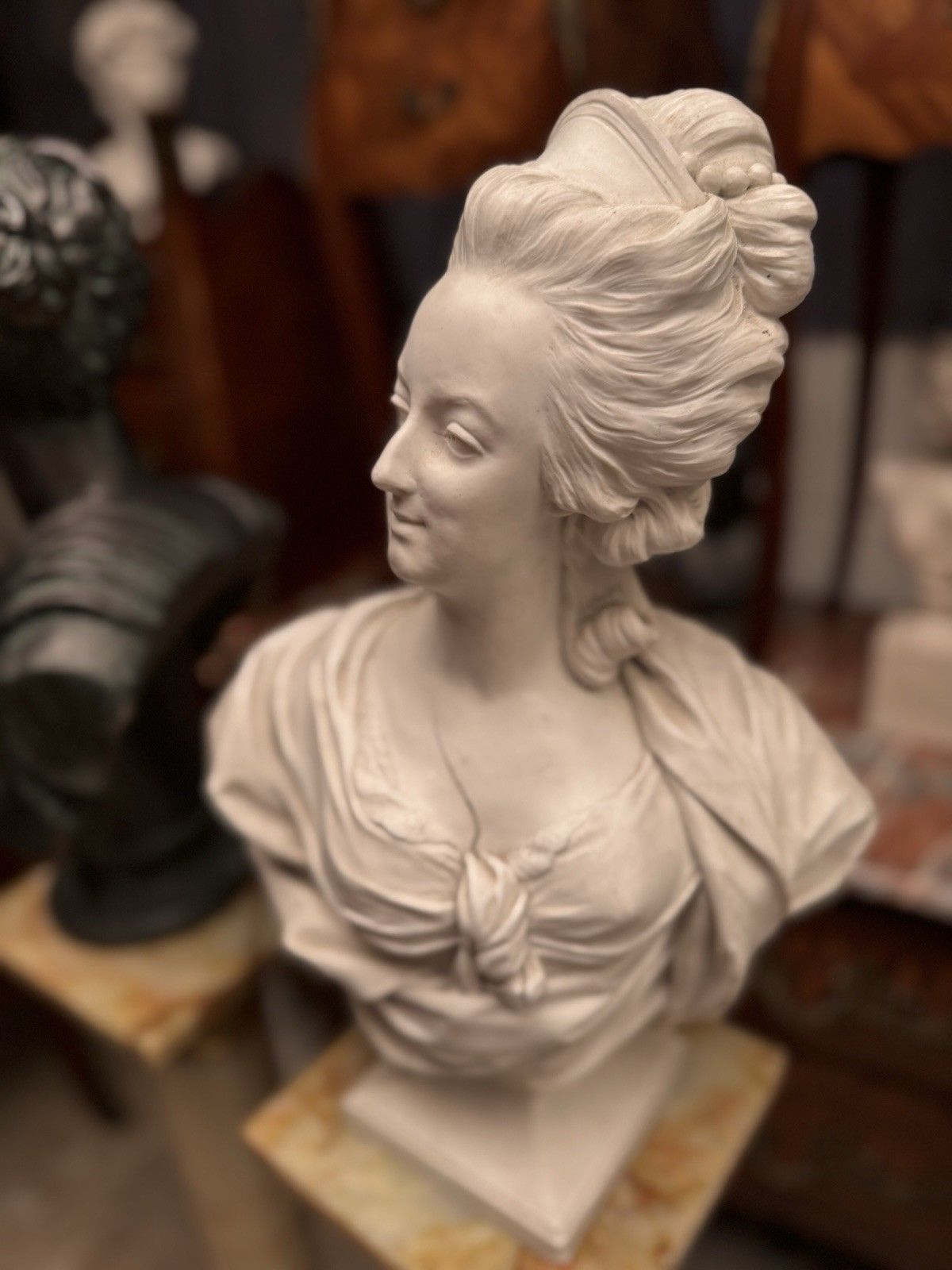 Decorative Bust Of Marie Antoinette Cast In Plaster photo furniture