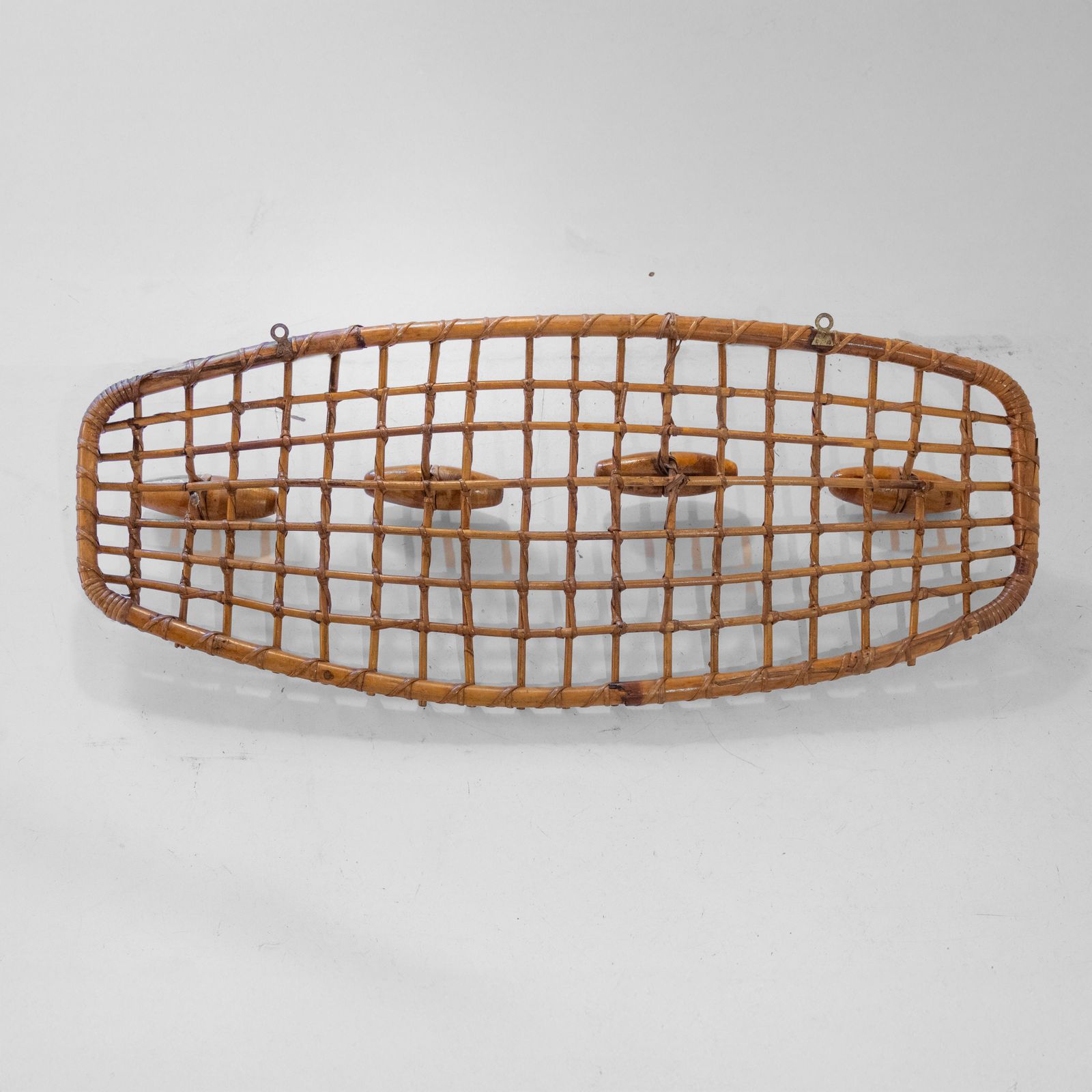 900.0 Italian Mid Century Bamboo And Rattan Coat Rack By Bonacina, 1960s photo