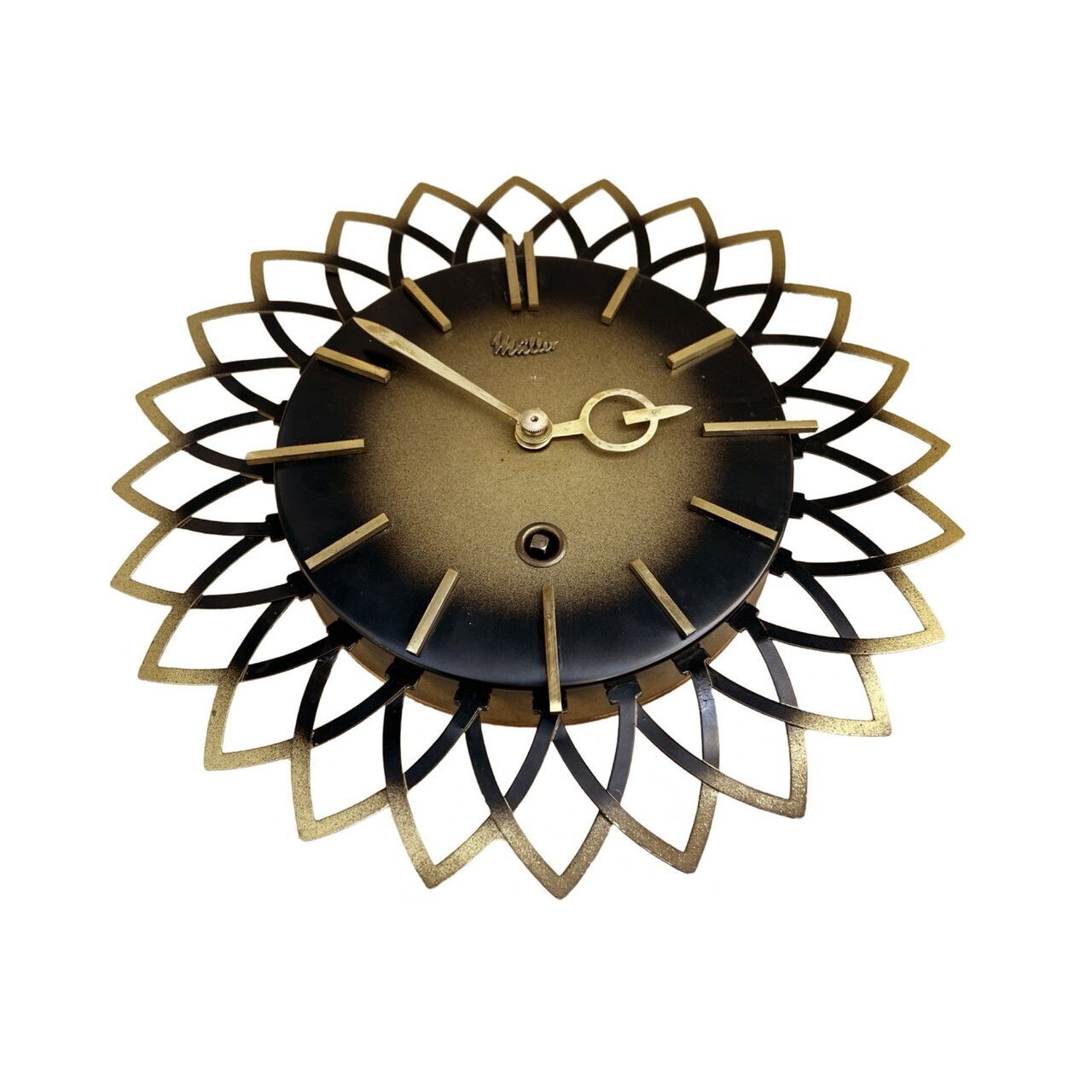 Mechanical Sun Hanging Clock Müller Germany 1960s photo vinterior