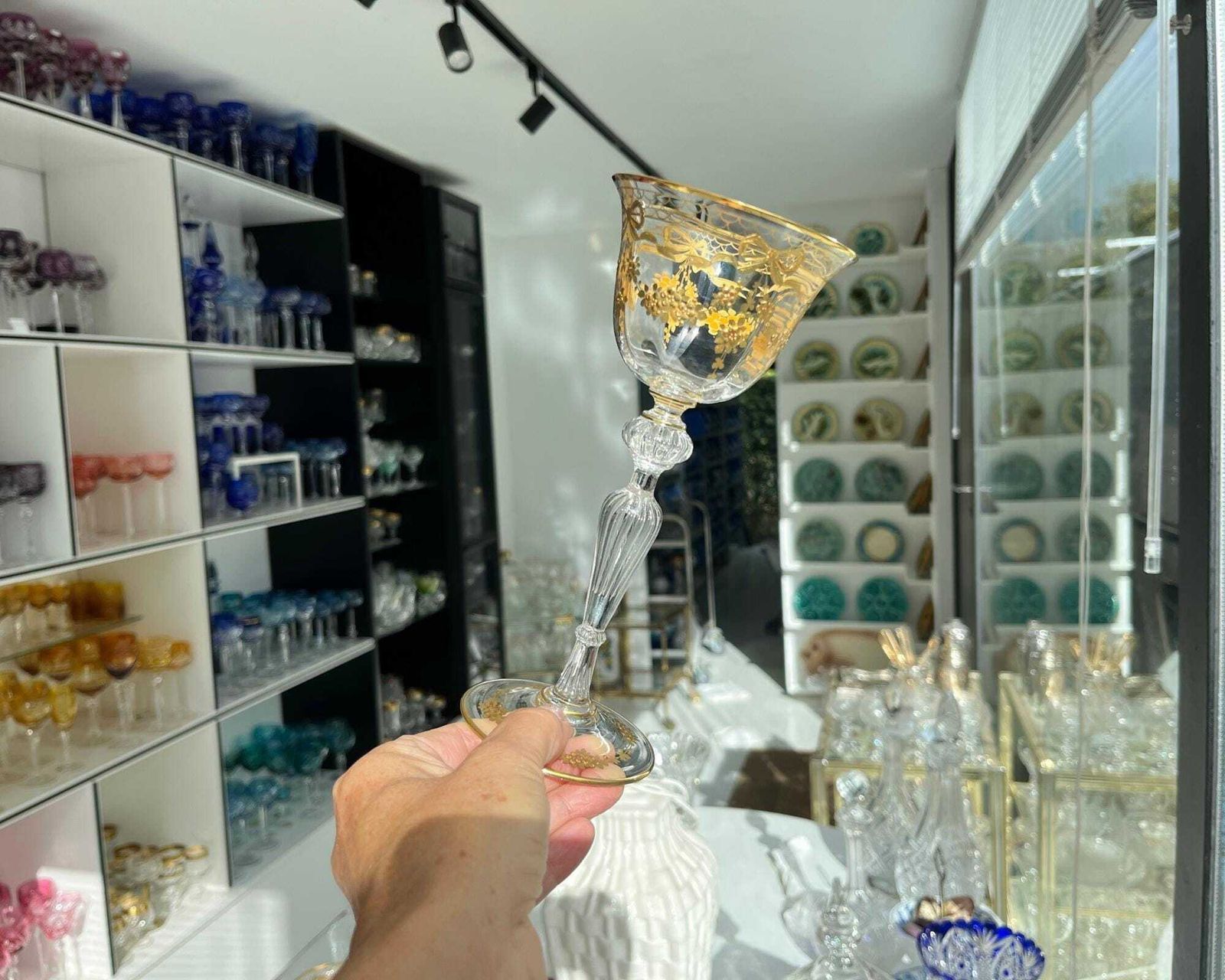 photo for sale Josephinenhütte Wijnglas | 1 Stuk | Alexander Pfohl | Goudblad Luchtbel Steel