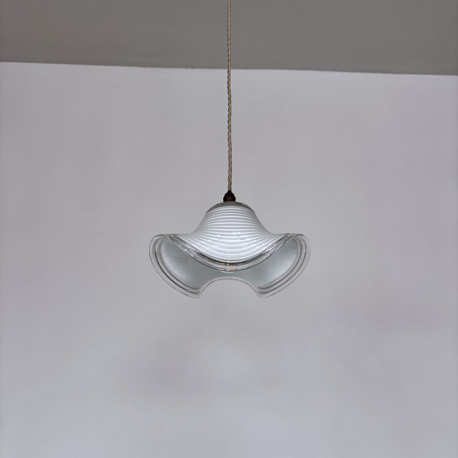 Pair Of Italian Murano White Fluted Glass Shades photo furniture