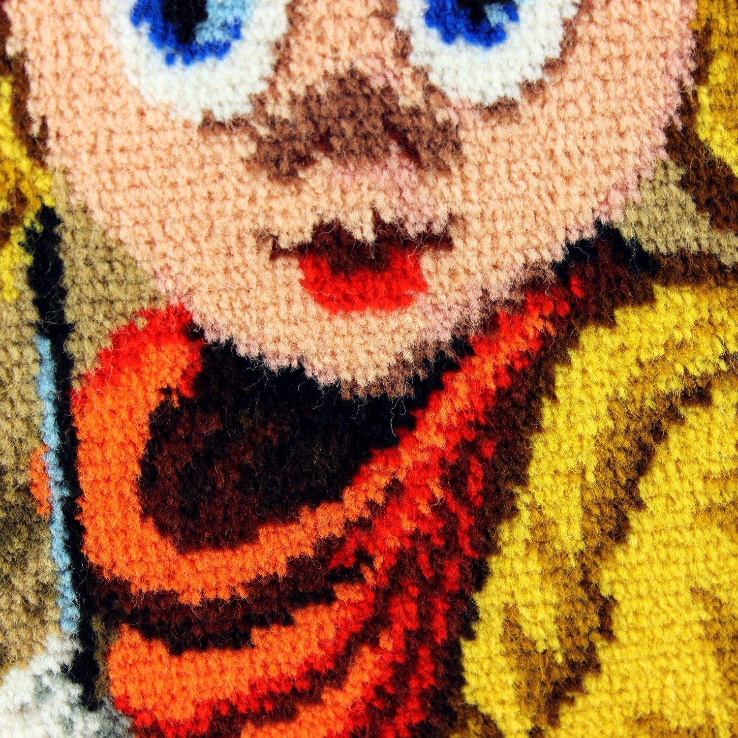 photo for sale Large Vintage Tapestry Of Cartoon Girl In Frame, Czechoslovakia 1970s