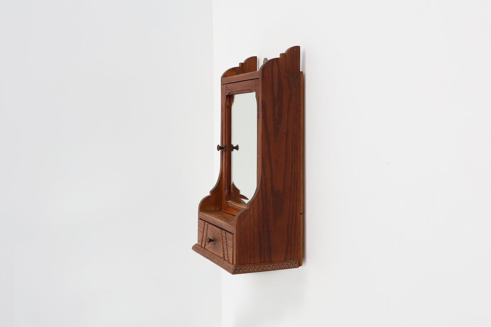 Art Deco Wooden Shaving Cabinet With Beveled Mirror, France, 1920s photo vinterior