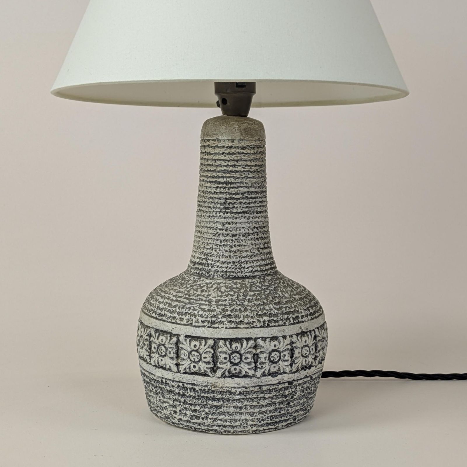 French Mid Century Studio Pottery Ceramic Table Lamp Signed French Vintage 1960s Lighting Home Decor Original Light photo furniture