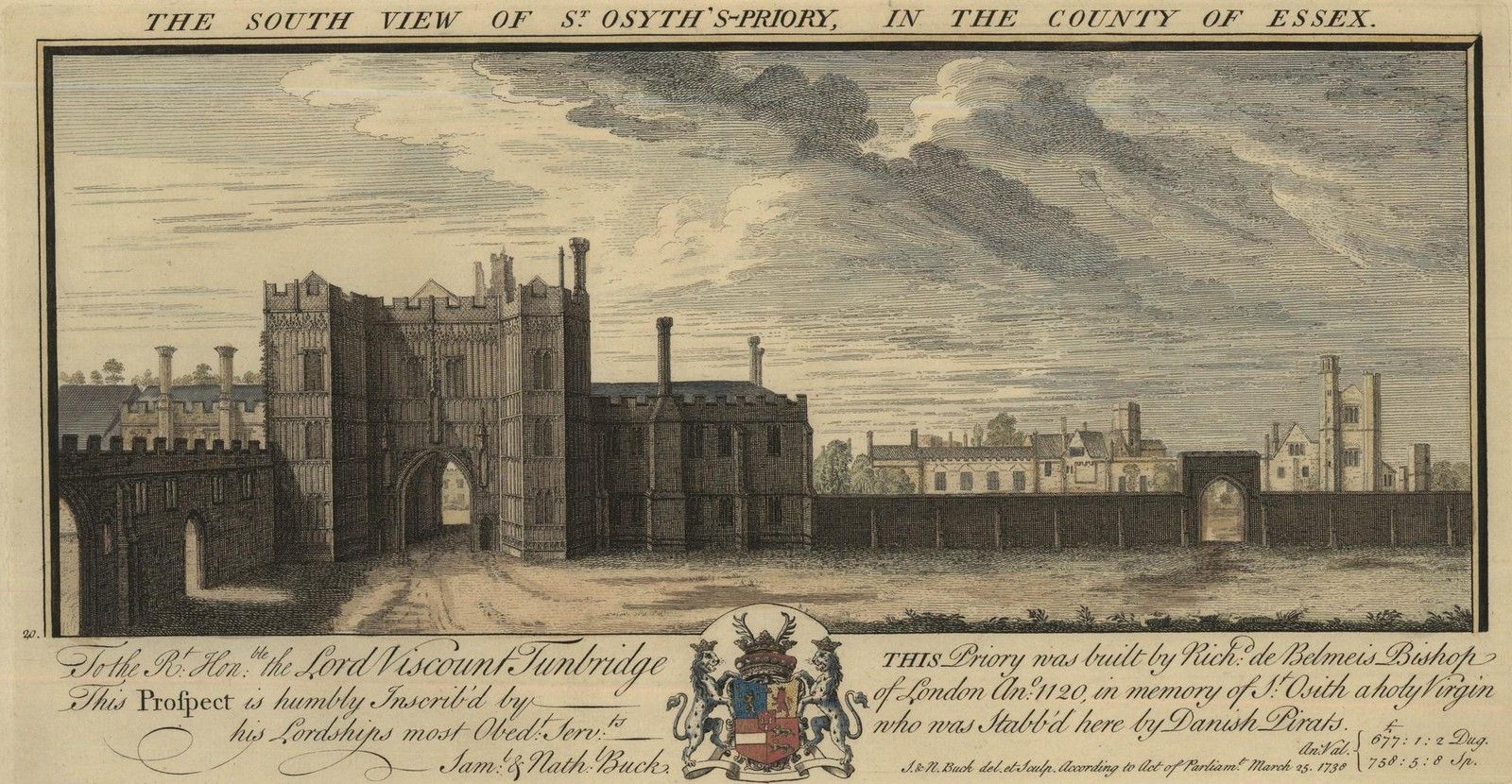 Samuel And Nathaniel Buck 1730 Engraving, View Of St. Osyth's Priory photo furniture