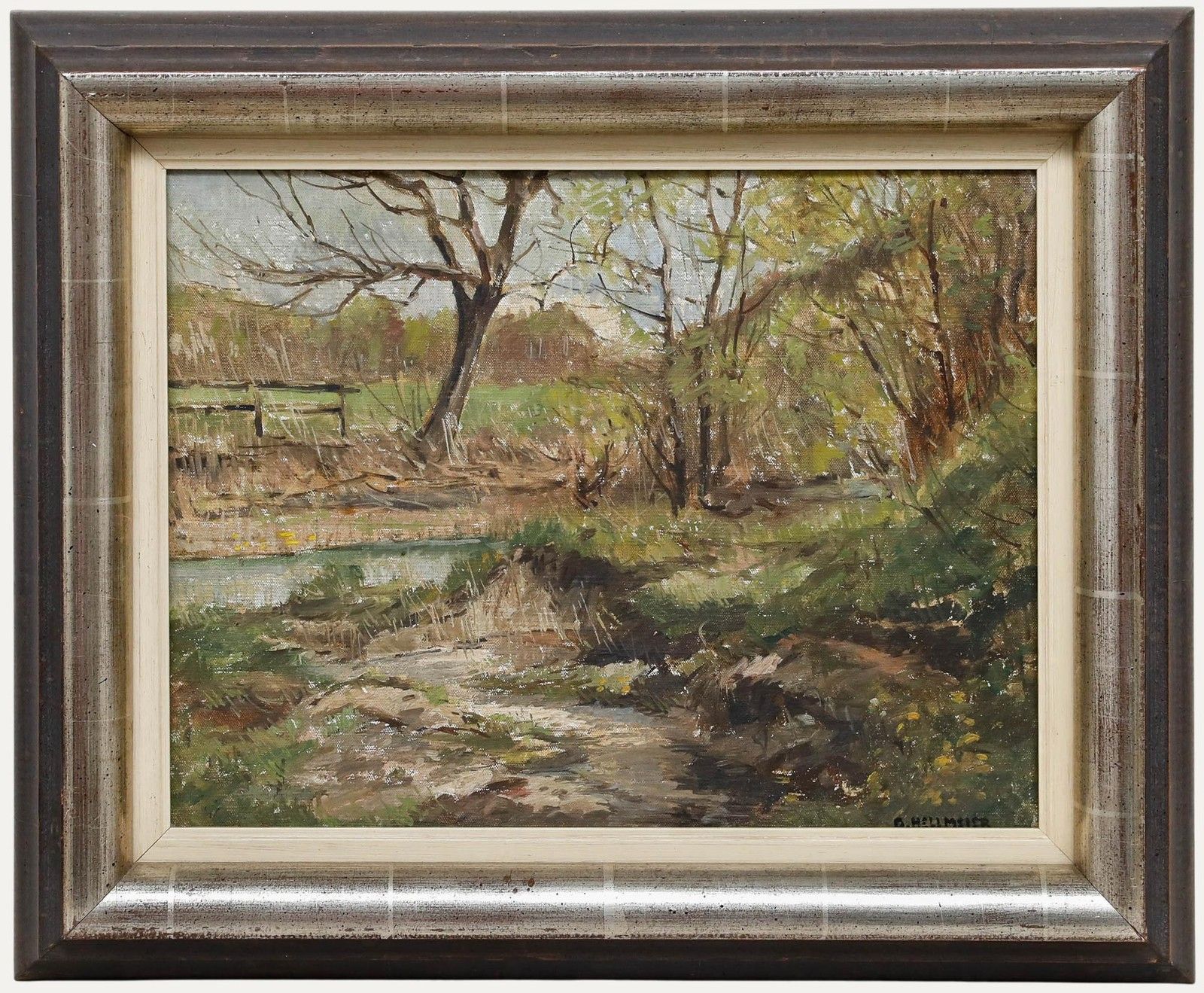 Otto Hellmeier (1908 1996) 20th Century Oil, Stream At The Edge Of The Forest