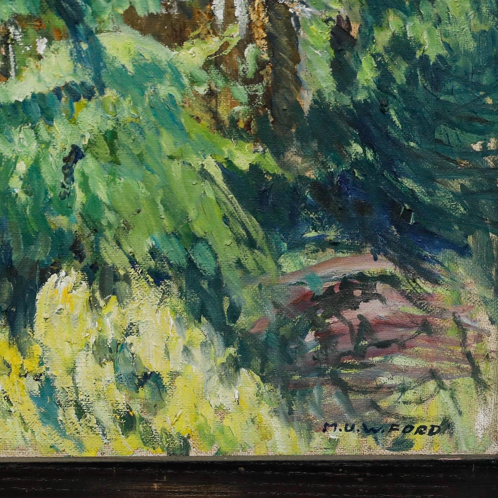 Mark Ford Impasto 20th Century Oil, Chimneys And Trees photo vinterior