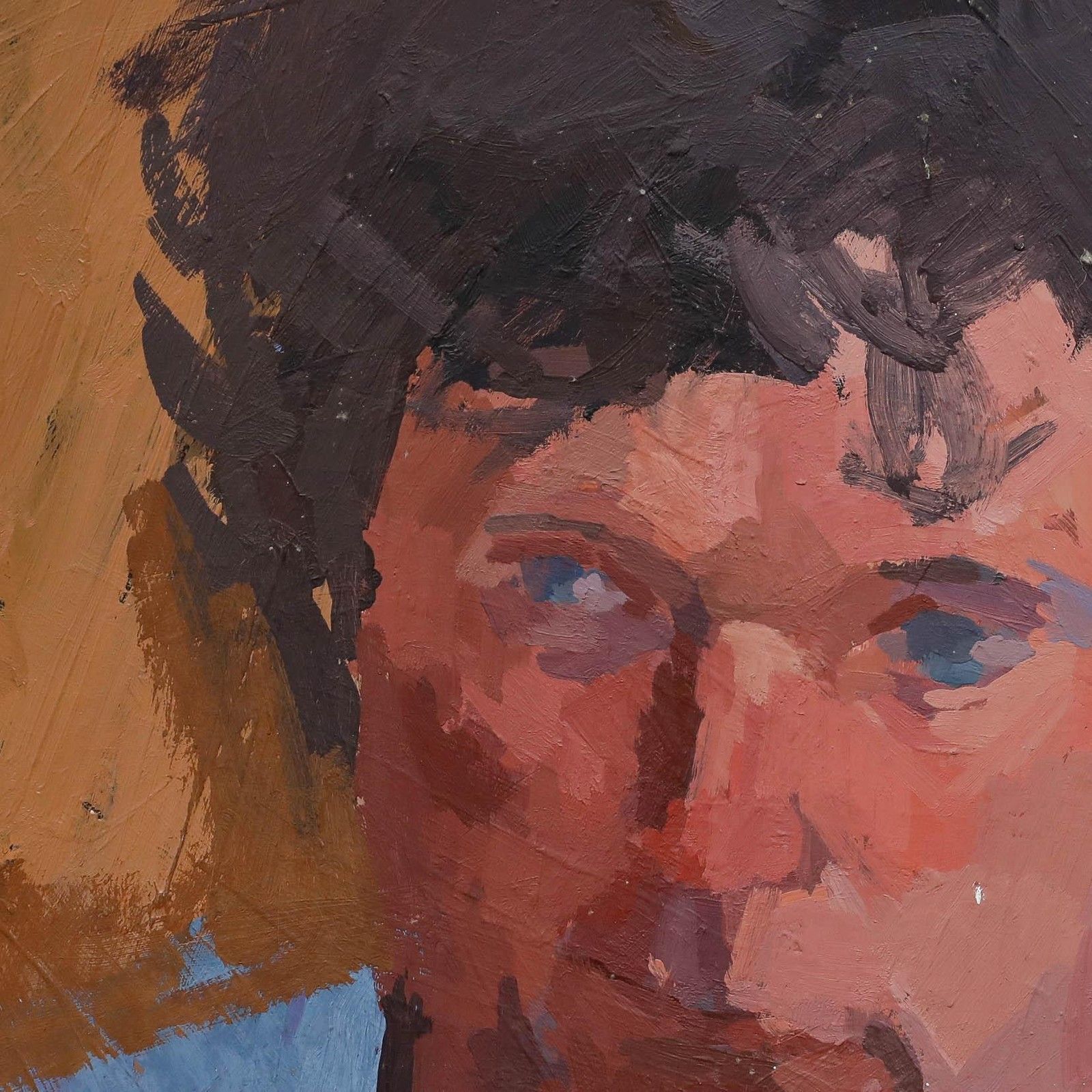 Mark Ford 20th Century Oil, Gentleman In A Blue Shirt photo Art