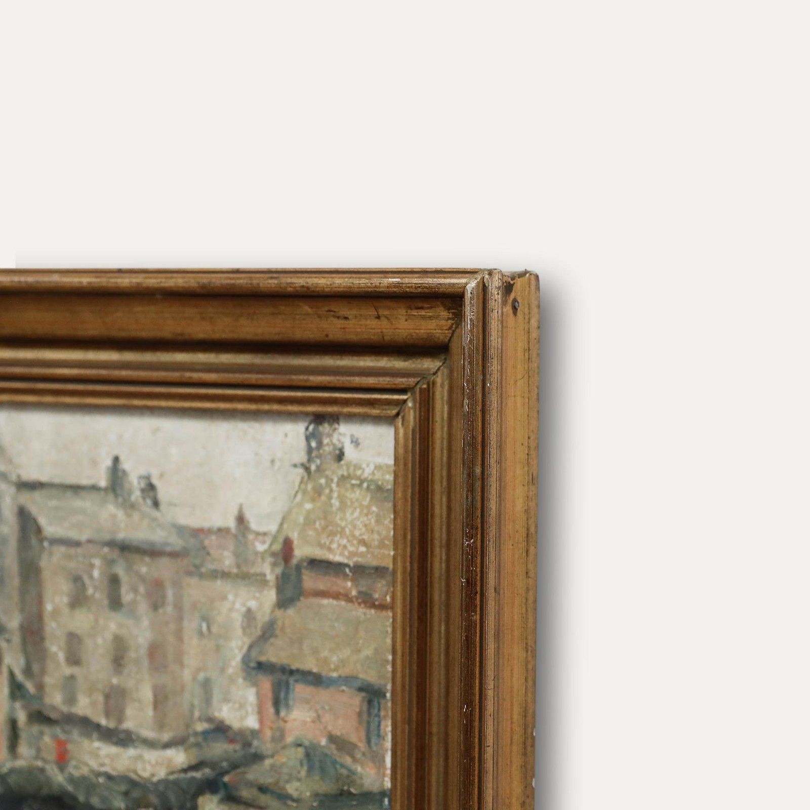 Framed Early 20th Century Oil City View photo 395.0