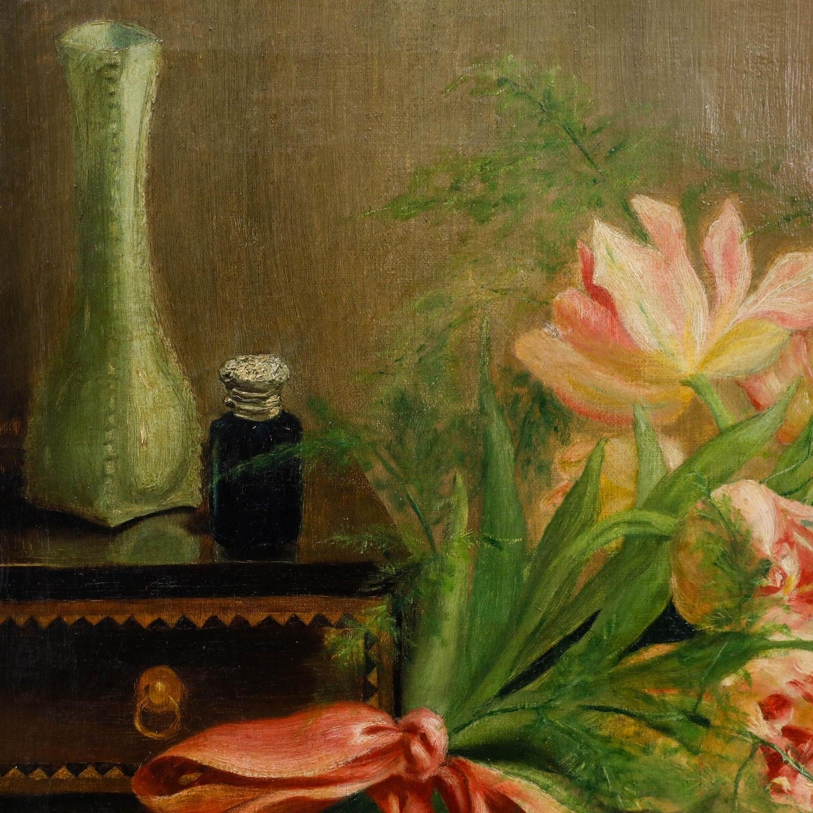 Ida Cooper Framed 1910 Oil, Still Life With Tulips photo 395.0