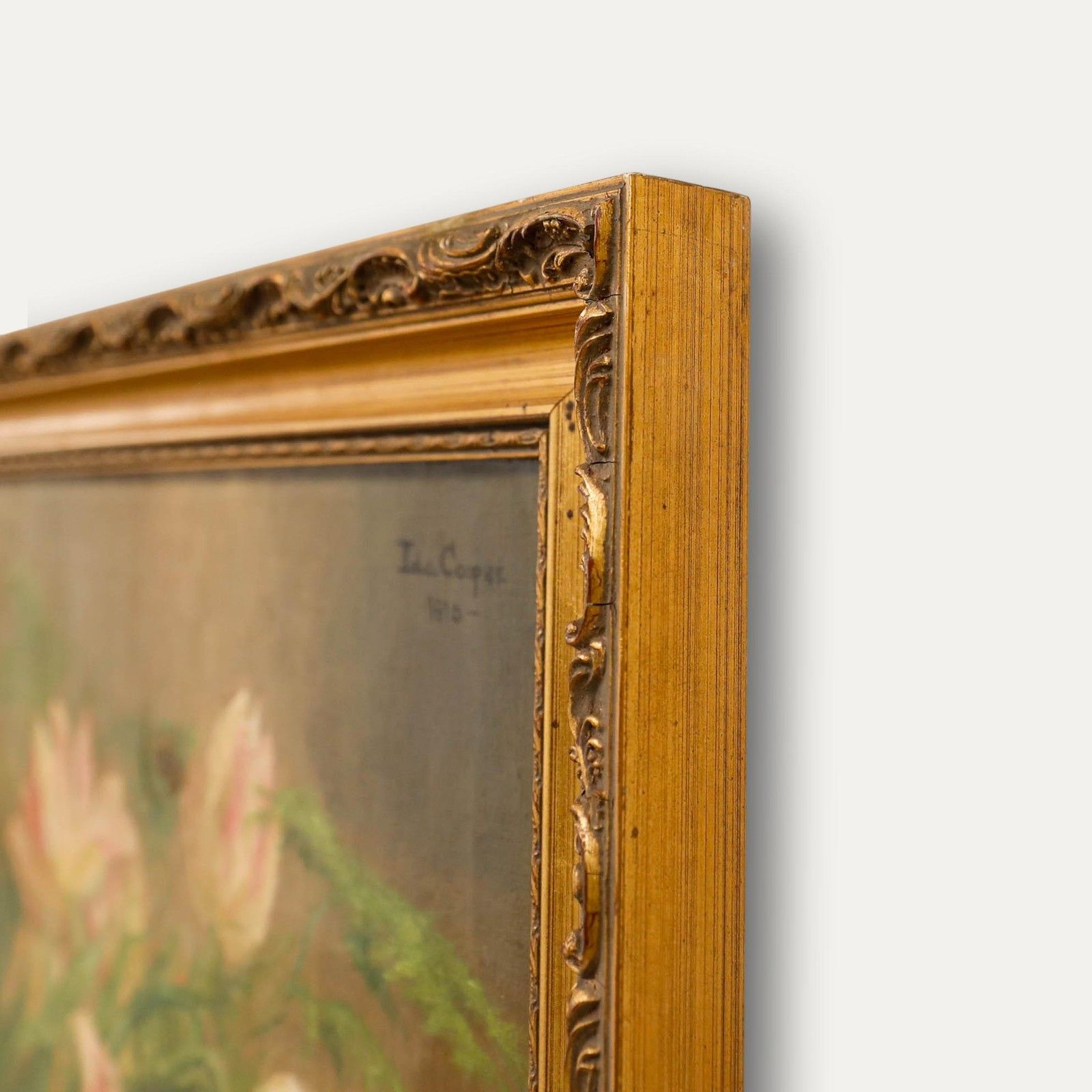Ida Cooper Framed 1910 Oil, Still Life With Tulips photo vinterior