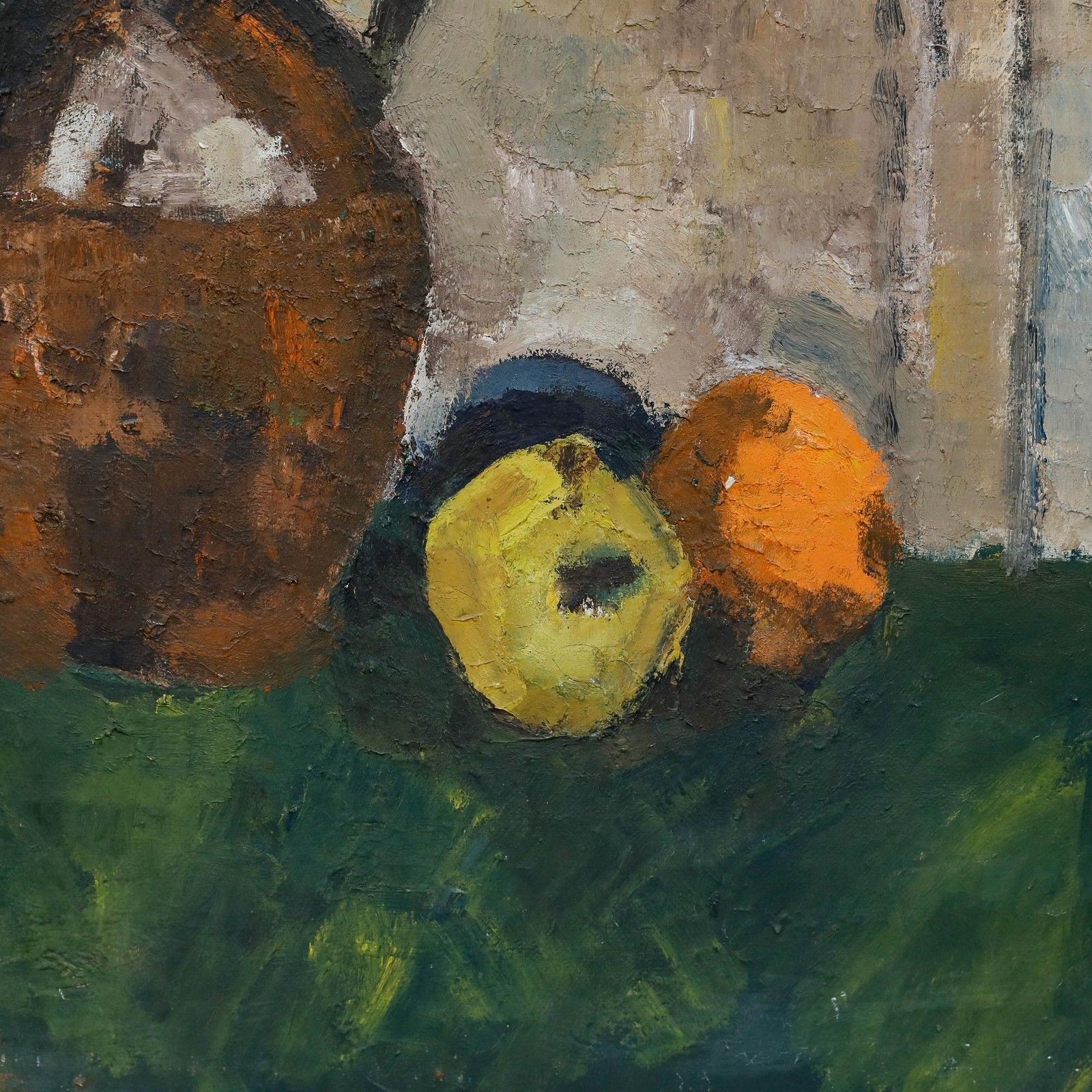 Mark Ford 20th Century Oil, Brown Jug And Fruit photo Art