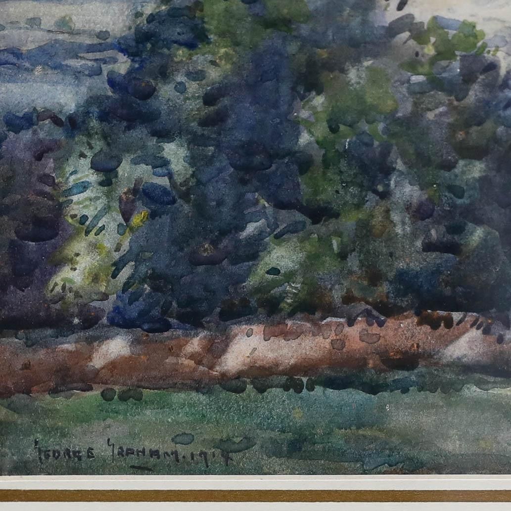 George Graham (1881 1949) Framed 1914 Watercolour, Grazing Cattle photo vinterior