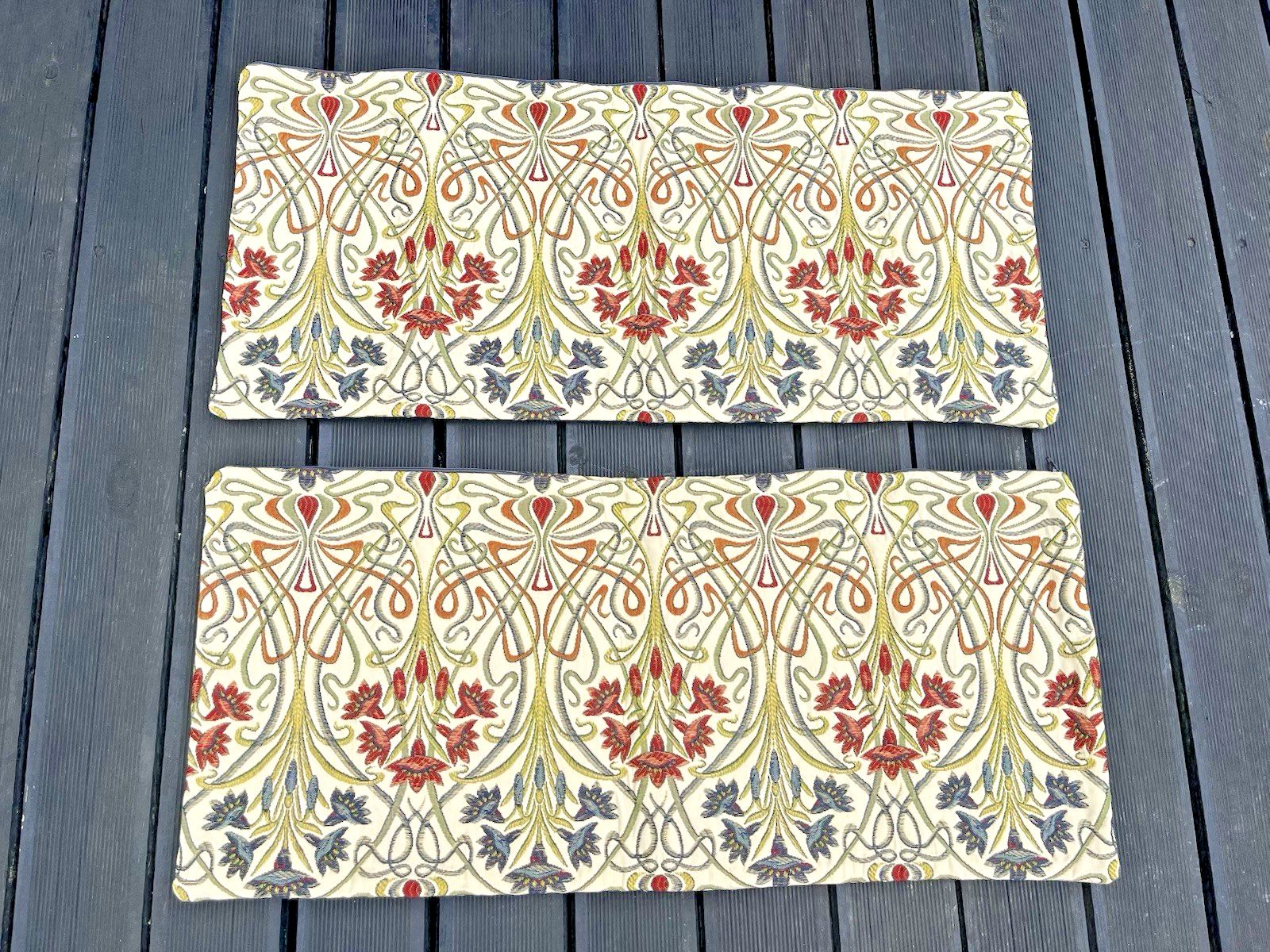 2 Tiffany Jewel Art Nouveau Style Artisan Bolster Cushion Covers Bench Bed Sofa photo furniture