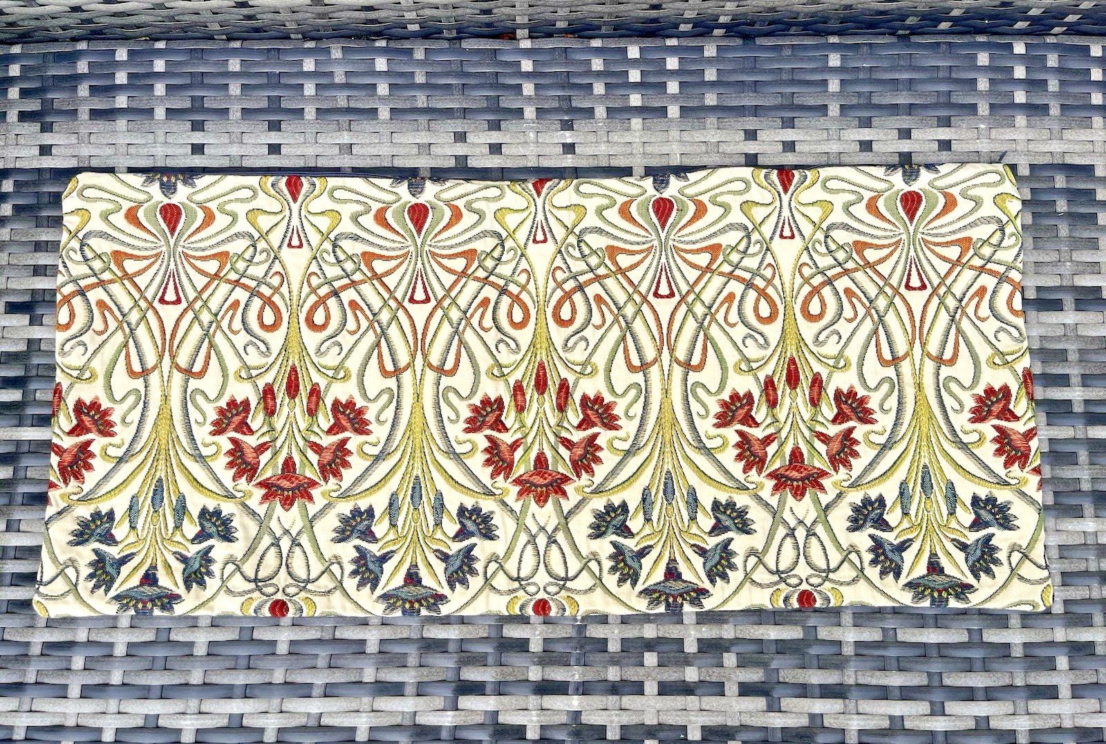 2 Tiffany Jewel Art Nouveau Style Artisan Bolster Cushion Covers Bench Bed Sofa photo vinterior