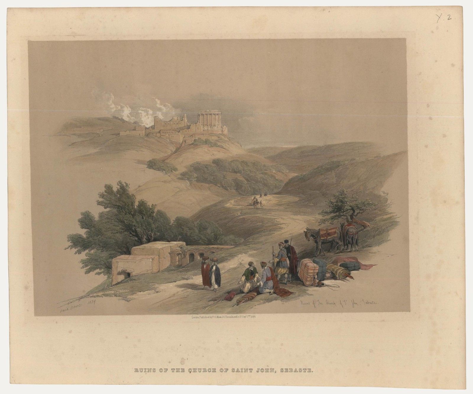 Louis Haghe After David Roberts 19th Century Lithograph, Ruins Of St John