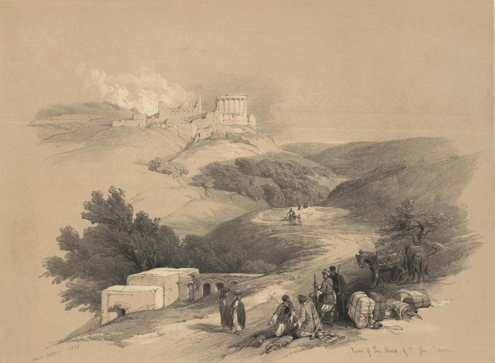 Louis Haghe After David Roberts 19th Century Lithograph, Ruins Of St John photo furniture