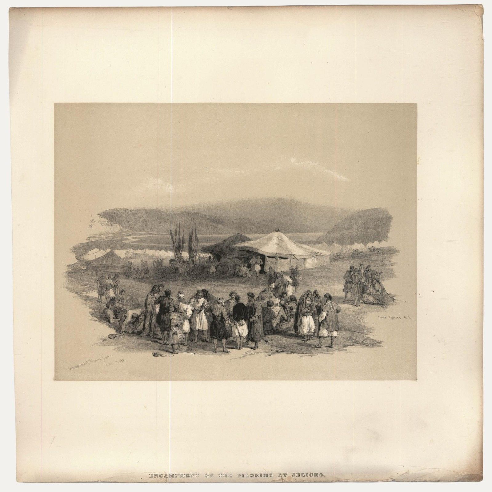Louis Haghe After David Roberts Lithograph, Encampment Of The Pilgrims