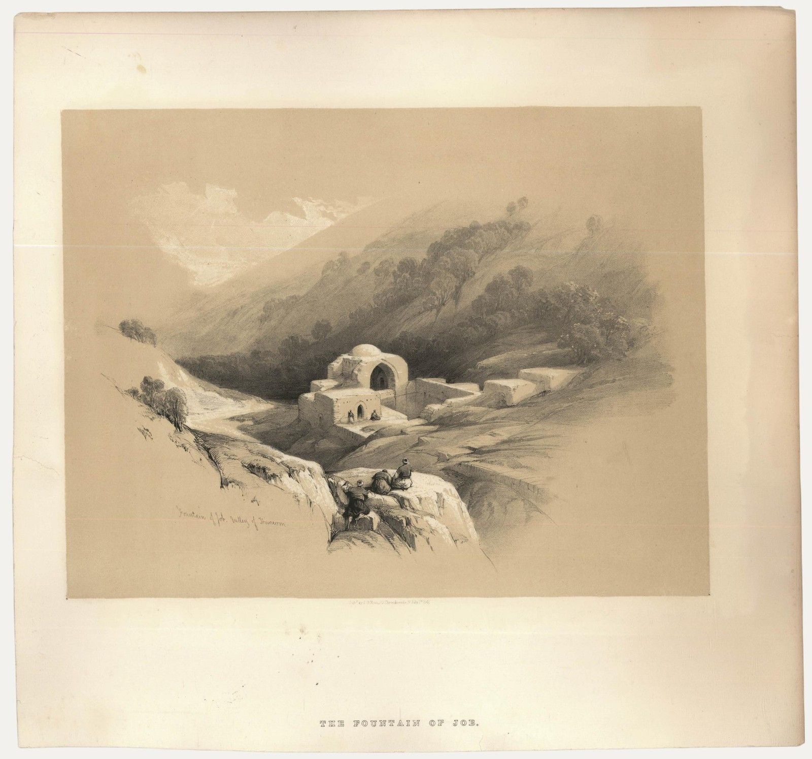 Louis Haghe After David Roberts 19th Century Lithograph, The Fountain Of Job