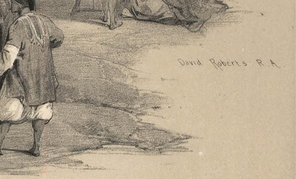Louis Haghe After David Roberts Lithograph, Encampment Of The Pilgrims photo 175.0