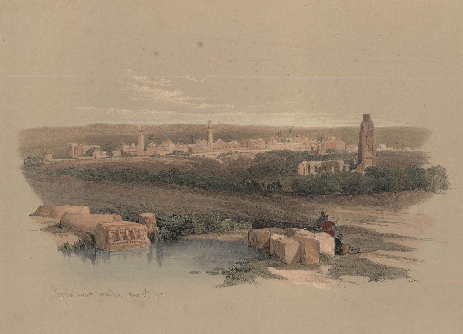 Louis Haghe After David Roberts 19th Century Lithograph, A View Of Ramla photo furniture