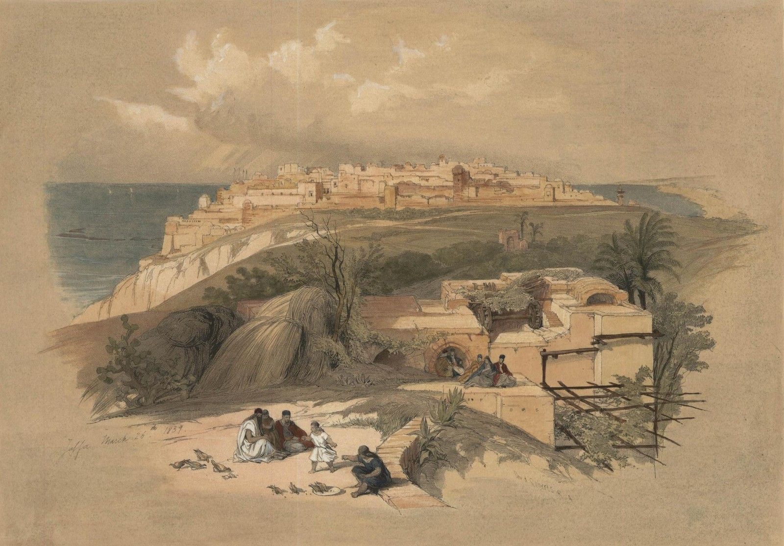 Louis Haghe After David Roberts 19th Century Lithograph, Jaffa photo furniture