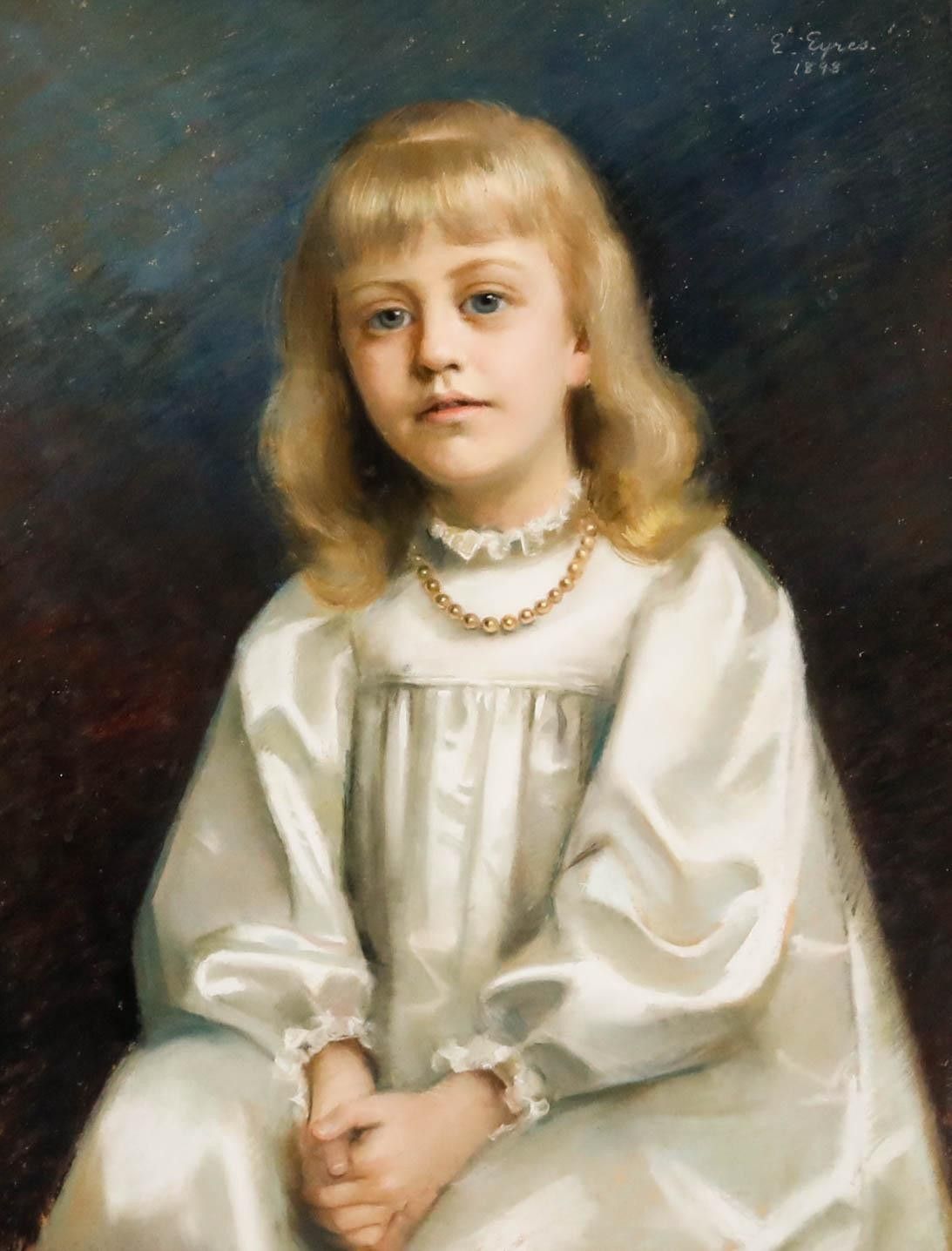 Emily Eyres (1850 1910) For Restoration 1898 Pastel, Little Girl In White photo furniture