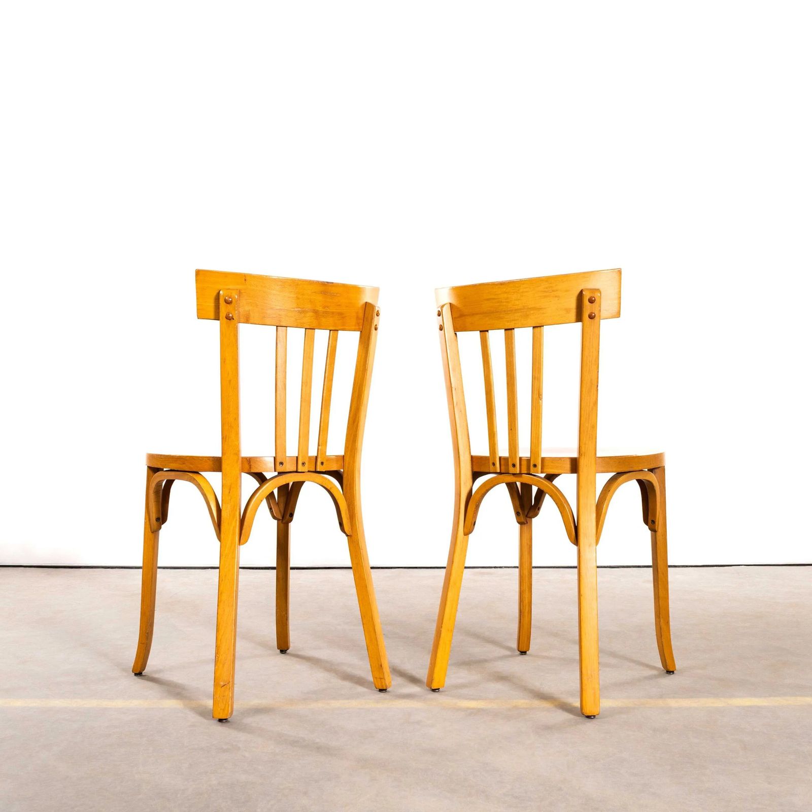 1950’s Blonde French Flat Seat Bentwood Dining Chairs – Set Of Six photo vintage